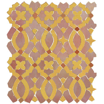 Mosaic House Moroccan tile Mopra 21-18-4 Pink Yellow Rust  zellige, mosaic, zellij, field, pattern, glaze, intricate, traditional 